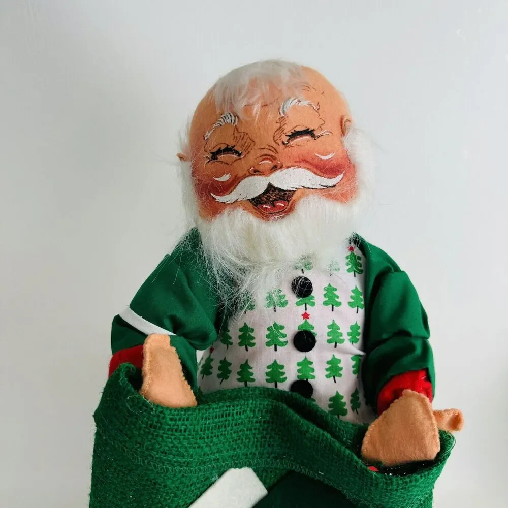 Annalee Dolls Santa with Green Sack Gift Bag18